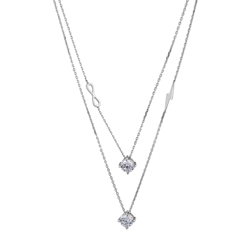 Серебряное колье с фианитом