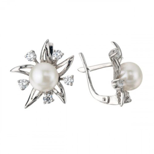 Серьги из серебра 925 пробы с жемчугом