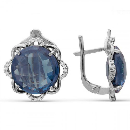 Серьги из серебра 925 пробы с лондон топазом