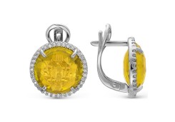 Серьги из серебра 925 пробы с цитрином