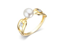 Кольцо из желтого золота с жемчугом