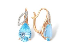 Золотые cерьги классические с топазом