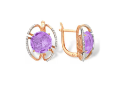 Золотые cерьги с аметистом