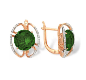 Золотые cерьги с султанитом