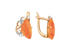 Золотые cерьги классические с кораллом