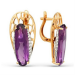 Золотые cерьги классические с аметистом