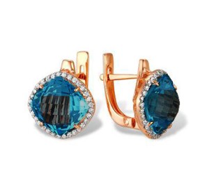 Золотые cерьги с лондон топазом