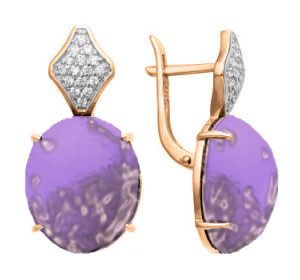 Золотые cерьги классические с чароитом