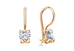 Золотые cерьги классические с фианитом