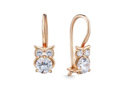 Золотые cерьги классические с фианитом
