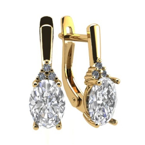 Золотые cерьги с фианитом