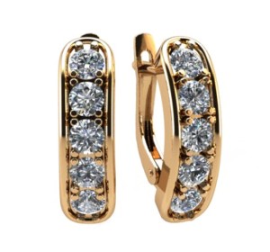 Золотые cерьги с фианитом