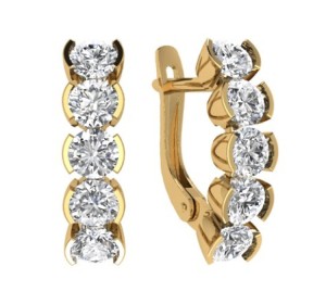 Золотые cерьги с фианитом