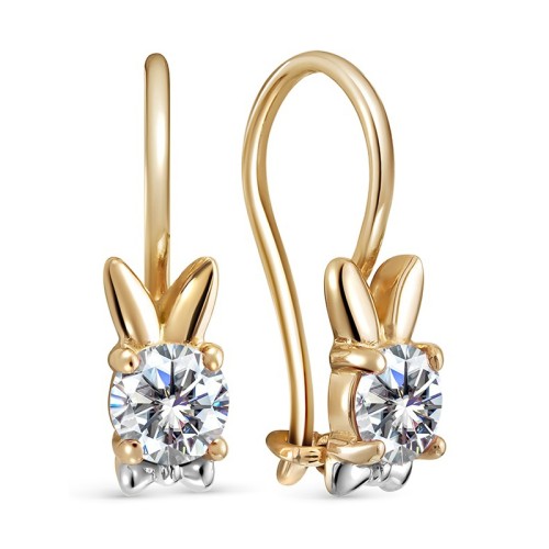 Золотые cерьги классические с фианитом