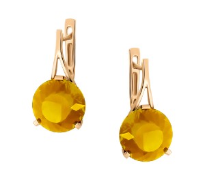 Золотые cерьги с цитрином