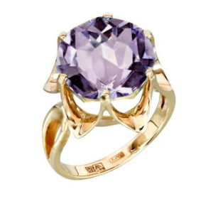 Кольцо из желтого золота с аметистом
