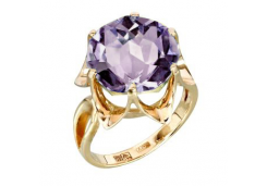 Кольцо из желтого золота с аметистом