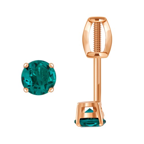 Золотые cерьги пусеты (гвоздики) с фианитом