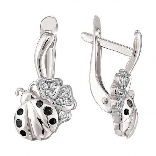 Серебряные cерьги классические с фианитом