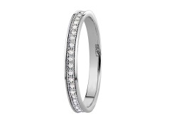 Кольцо обручальное из белого золота с бриллиантом