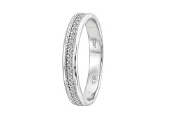 Кольцо обручальное из белого золота с бриллиантом