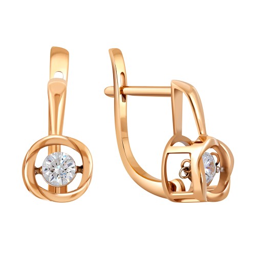 Золотые cерьги с бриллиантом
