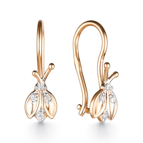 Золотые cерьги классические с фианитом