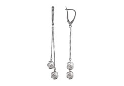 Серебряные cерьги висячие с жемчугом