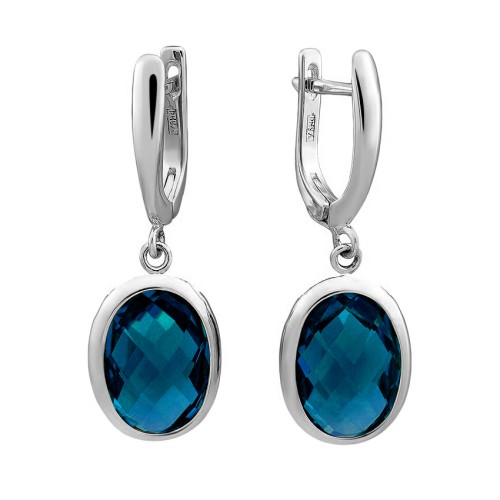 Серебряные cерьги висячие с ситаллом