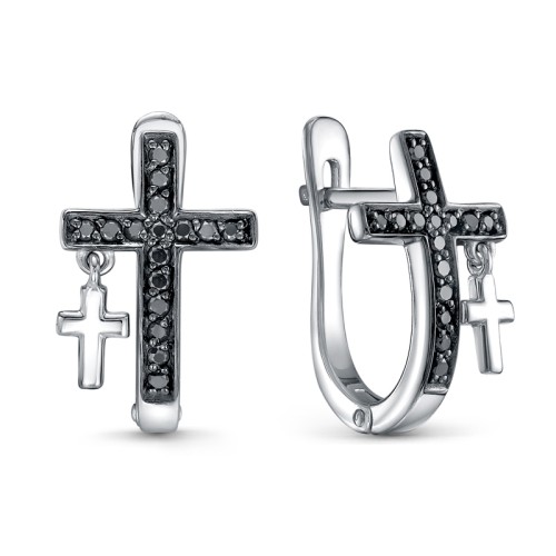 Серьги классические из белого золота с бриллиантом