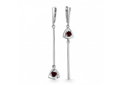 Серебряные cерьги висячие с гранатом