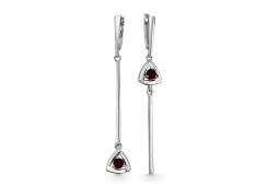 Серебряные cерьги висячие с гранатом