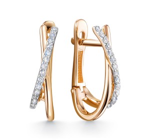 Золотые cерьги с бриллиантом