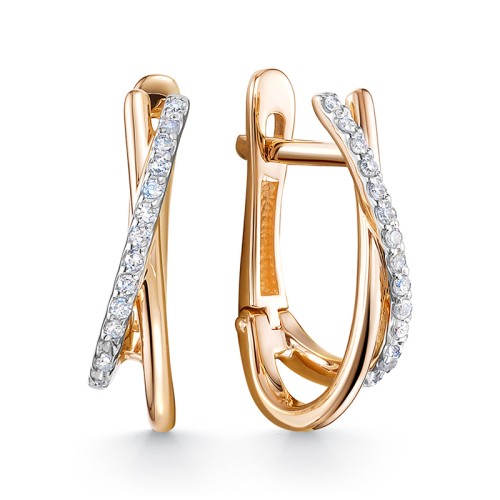 Золотые cерьги с бриллиантом