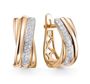 Золотые cерьги с бриллиантом