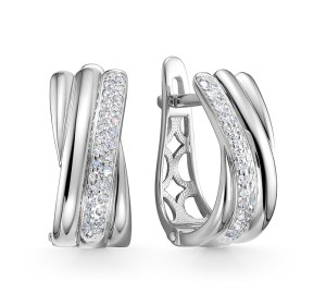 Серьги из белого золота с бриллиантом