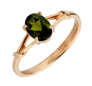 Кольцо из желтого золота с хризолитом