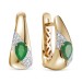 Золотые cерьги классические с изумрудом