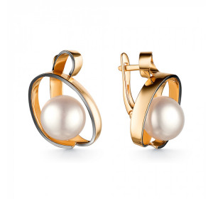 Золотые cерьги классические с жемчугом