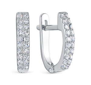 Серьги из белого золота с бриллиантом