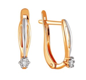 Золотые cерьги с бриллиантом