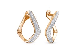 Золотые cерьги классические с бриллиантом