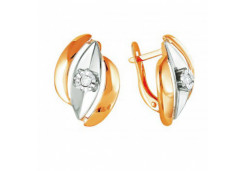 Золотые cерьги классические с бриллиантом