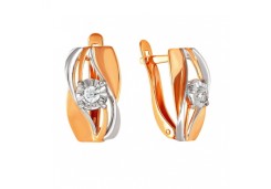 Золотые cерьги классические с бриллиантом