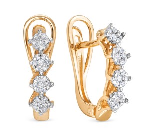 Золотые cерьги с бриллиантом