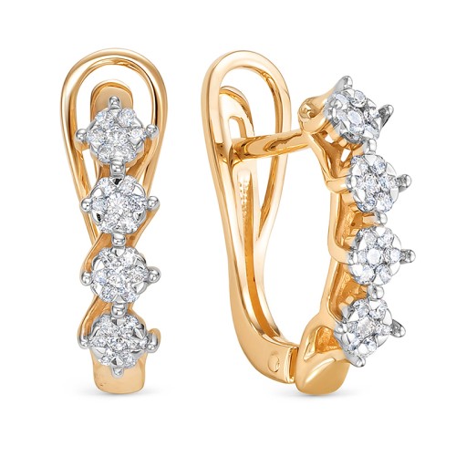 Золотые cерьги с бриллиантом