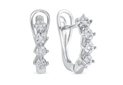 Серьги из белого золота с бриллиантом