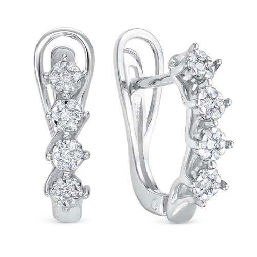 Серьги из белого золота с бриллиантом