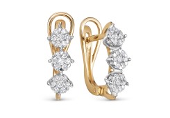 Золотые cерьги с бриллиантом