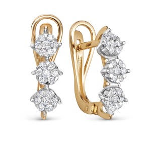 Золотые cерьги с бриллиантом